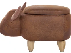 Outlet Beliani Pouf animaletto contenitore COW Pelle sintetica chiaro Mucca Marrone
