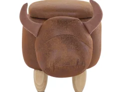 Outlet Beliani Pouf animaletto contenitore COW Pelle sintetica chiaro Mucca Marrone