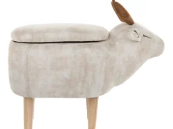 Online Beliani Pouf animaletto contenitore REINDEER Tessuto Beige Renna Beige Marrone