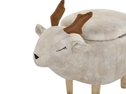 Online Beliani Pouf animaletto contenitore REINDEER Tessuto Beige Renna Beige Marrone