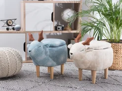 Online Beliani Pouf animaletto contenitore REINDEER Tessuto Beige Renna Beige Marrone