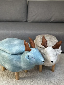 Online Beliani Pouf animaletto contenitore REINDEER Tessuto Beige Renna Beige Marrone