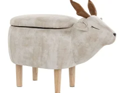 Online Beliani Pouf animaletto contenitore REINDEER Tessuto Beige Renna Beige Marrone