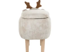 Online Beliani Pouf animaletto contenitore REINDEER Tessuto Beige Renna Beige Marrone