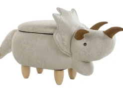 Online Beliani Pouf animaletto contenitore TRICERATOPS Tessuto Grigio chiaro Dinosauro Marrone Grigio