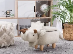 Online Beliani Pouf animaletto contenitore TRICERATOPS Tessuto Grigio chiaro Dinosauro Marrone Grigio