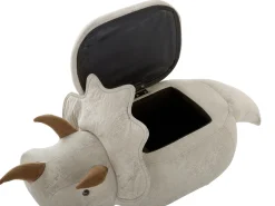 Online Beliani Pouf animaletto contenitore TRICERATOPS Tessuto Grigio chiaro Dinosauro Marrone Grigio