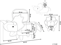 Online Beliani Pouf animaletto contenitore TRICERATOPS Tessuto Grigio chiaro Dinosauro Marrone Grigio