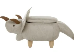 Online Beliani Pouf animaletto contenitore TRICERATOPS Tessuto Grigio chiaro Dinosauro Marrone Grigio