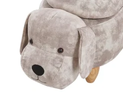 Hot Beliani Pouf animaletto contenitore DOGGY Velluto Beige Cane Beige Marrone