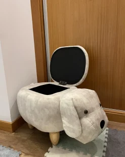 Hot Beliani Pouf animaletto contenitore DOGGY Velluto Beige Cane Beige Marrone