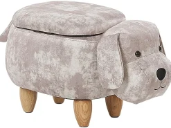 Hot Beliani Pouf animaletto contenitore DOGGY Velluto Beige Cane Beige Marrone