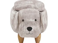 Hot Beliani Pouf animaletto contenitore DOGGY Velluto Beige Cane Beige Marrone