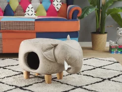 Outlet Beliani Pouf animaletto contenitore JUMBO Pelle sintetica Grigio Elefante Marrone Grigio