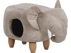 Outlet Beliani Pouf animaletto contenitore JUMBO Pelle sintetica Grigio Elefante Marrone Grigio