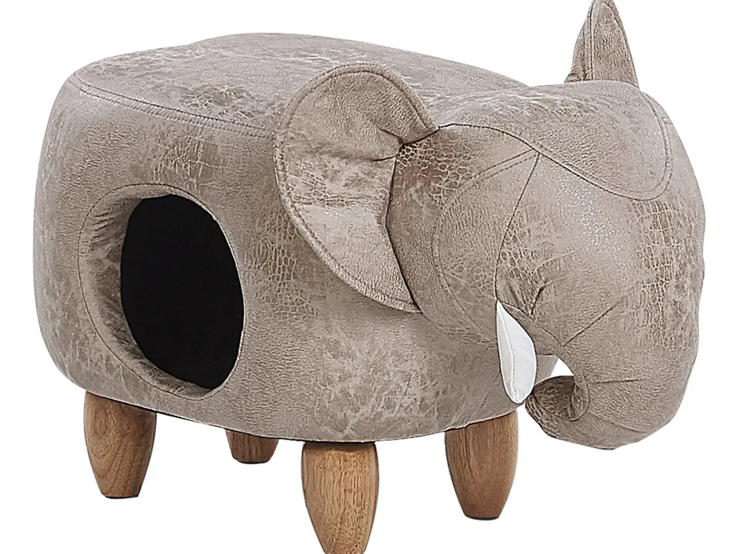 Outlet Beliani Pouf animaletto contenitore JUMBO Pelle sintetica Grigio Elefante Marrone Grigio
