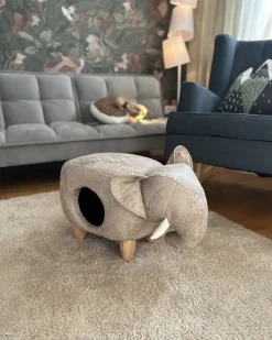 Outlet Beliani Pouf animaletto contenitore JUMBO Pelle sintetica Grigio Elefante Marrone Grigio