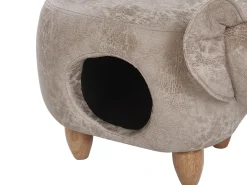 Outlet Beliani Pouf animaletto contenitore JUMBO Pelle sintetica Grigio Elefante Marrone Grigio