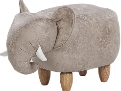 Outlet Beliani Pouf animaletto contenitore JUMBO Pelle sintetica Grigio Elefante Marrone Grigio