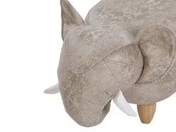 Outlet Beliani Pouf animaletto contenitore JUMBO Pelle sintetica Grigio Elefante Marrone Grigio