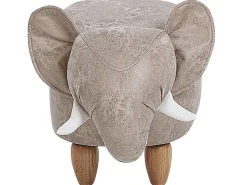 Outlet Beliani Pouf animaletto contenitore JUMBO Pelle sintetica Grigio Elefante Marrone Grigio