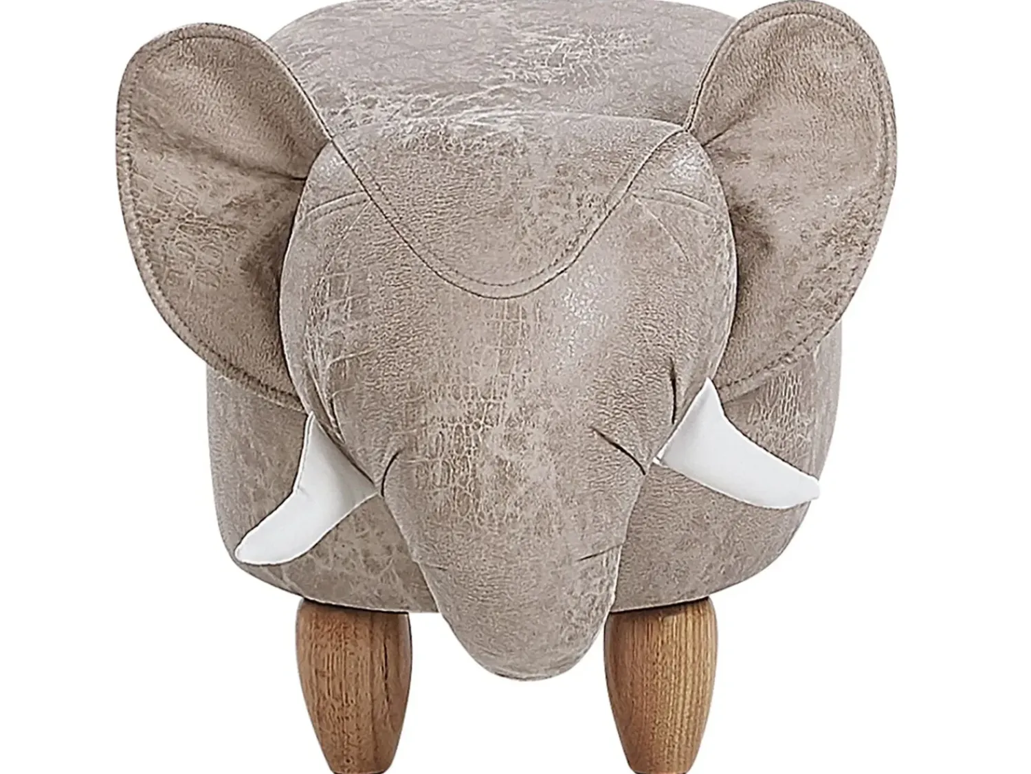 Outlet Beliani Pouf animaletto contenitore JUMBO Pelle sintetica Grigio Elefante Marrone Grigio