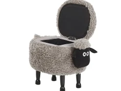 Beliani Pouf animaletto contenitore SHEEP Tessuto Grigio Pecora Marrone Grigio Nero
