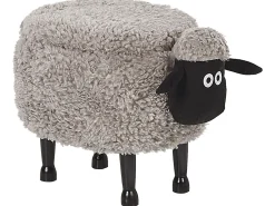 Beliani Pouf animaletto contenitore SHEEP Tessuto Grigio Pecora Marrone Grigio Nero