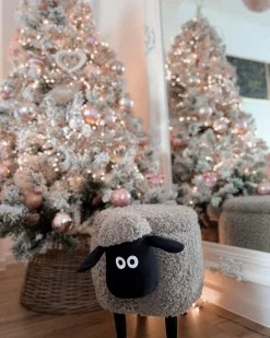 Beliani Pouf animaletto contenitore SHEEP Tessuto Grigio Pecora Marrone Grigio Nero