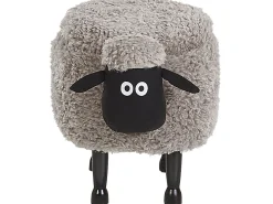 Beliani Pouf animaletto contenitore SHEEP Tessuto Grigio Pecora Marrone Grigio Nero