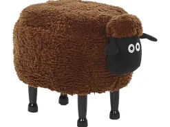 Online Beliani Pouf animaletto contenitore SHEEP Tessuto Marrone Pecora Marrone Nero