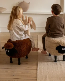 Online Beliani Pouf animaletto contenitore SHEEP Tessuto Marrone Pecora Marrone Nero