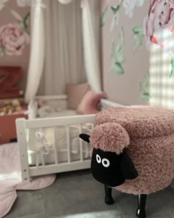 Sale Beliani Pouf animaletto contenitore SHEEP Tessuto Rosa Pecora Rosa Nero