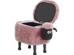 Sale Beliani Pouf animaletto contenitore SHEEP Tessuto Rosa Pecora Rosa Nero