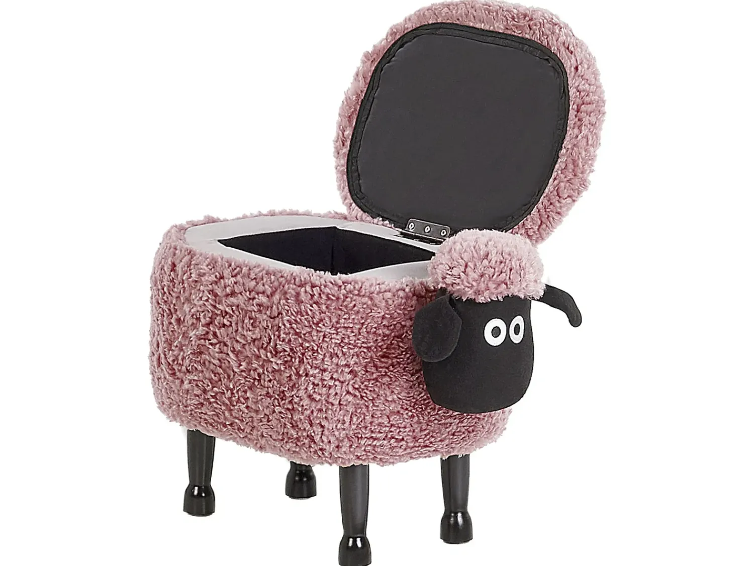 Sale Beliani Pouf animaletto contenitore SHEEP Tessuto Rosa Pecora Rosa Nero