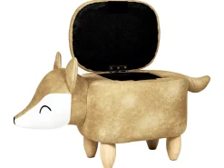 Online Beliani Pouf animaletto contenitore FOX Velluto Arancione Volpe Bianco Arancione Marrone