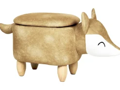 Online Beliani Pouf animaletto contenitore FOX Velluto Arancione Volpe Bianco Arancione Marrone