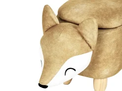 Online Beliani Pouf animaletto contenitore FOX Velluto Arancione Volpe Bianco Arancione Marrone
