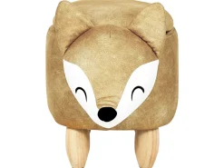 Online Beliani Pouf animaletto contenitore FOX Velluto Arancione Volpe Bianco Arancione Marrone