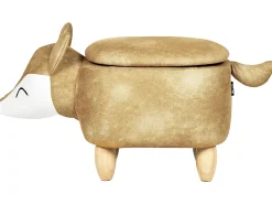 Online Beliani Pouf animaletto contenitore FOX Velluto Arancione Volpe Bianco Arancione Marrone