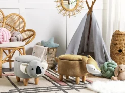 Online Beliani Pouf animaletto contenitore FOX Velluto Arancione Volpe Bianco Arancione Marrone