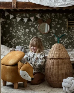 Online Beliani Pouf animaletto contenitore FOX Velluto Arancione Volpe Bianco Arancione Marrone