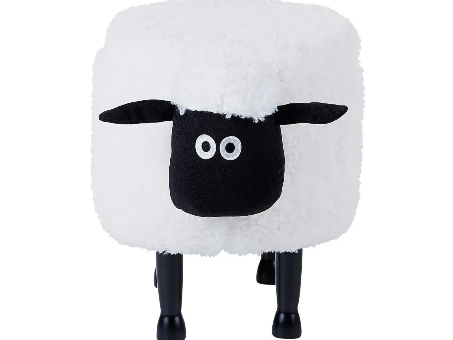 Outlet Beliani Pouf animaletto contenitore SHEEP Tessuto Bianco Pecora Bianco Marrone Nero