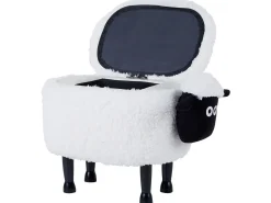 Outlet Beliani Pouf animaletto contenitore SHEEP Tessuto Bianco Pecora Bianco Marrone Nero