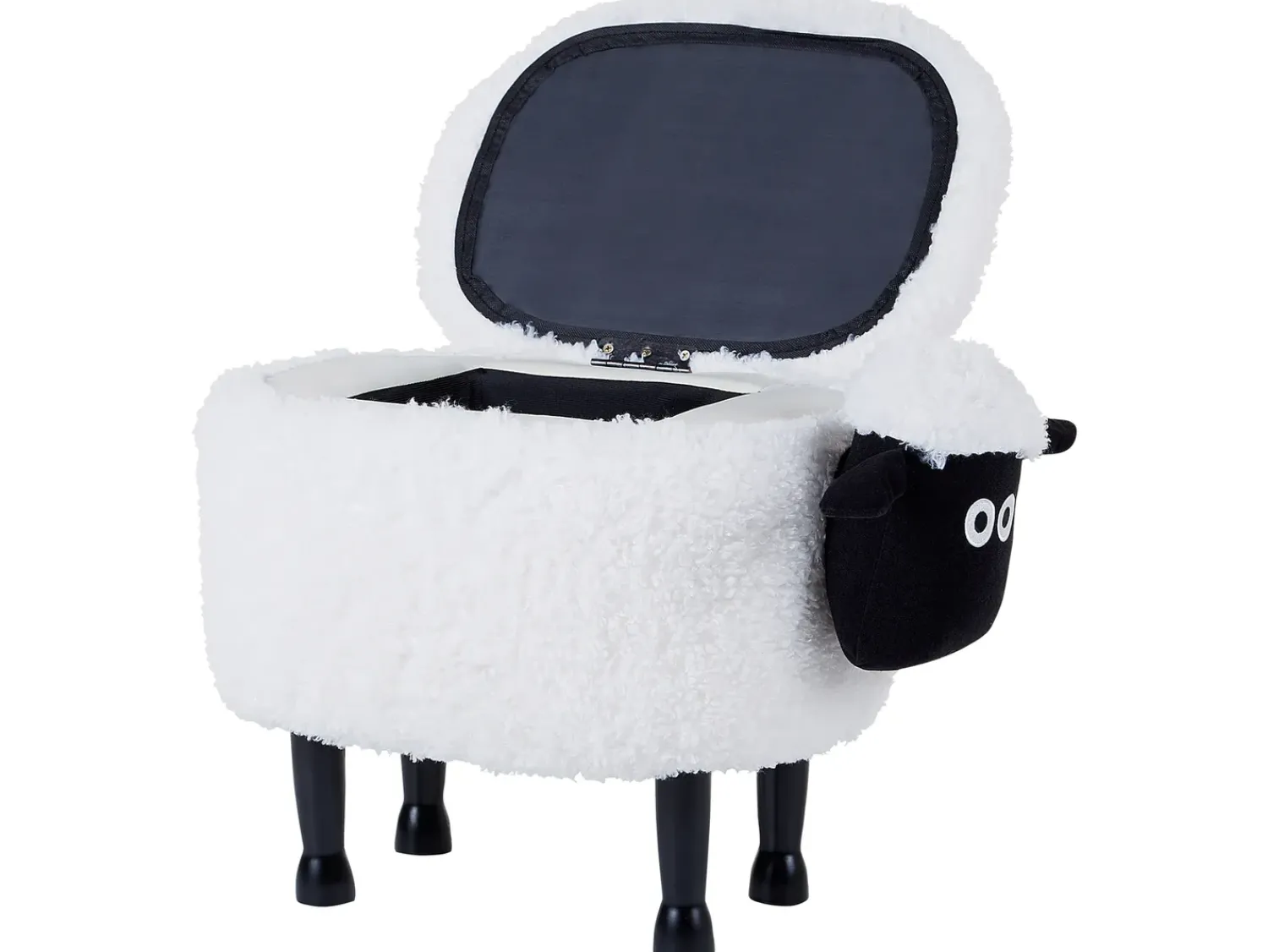 Outlet Beliani Pouf animaletto contenitore SHEEP Tessuto Bianco Pecora Bianco Marrone Nero