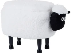 Outlet Beliani Pouf animaletto contenitore SHEEP Tessuto Bianco Pecora Bianco Marrone Nero
