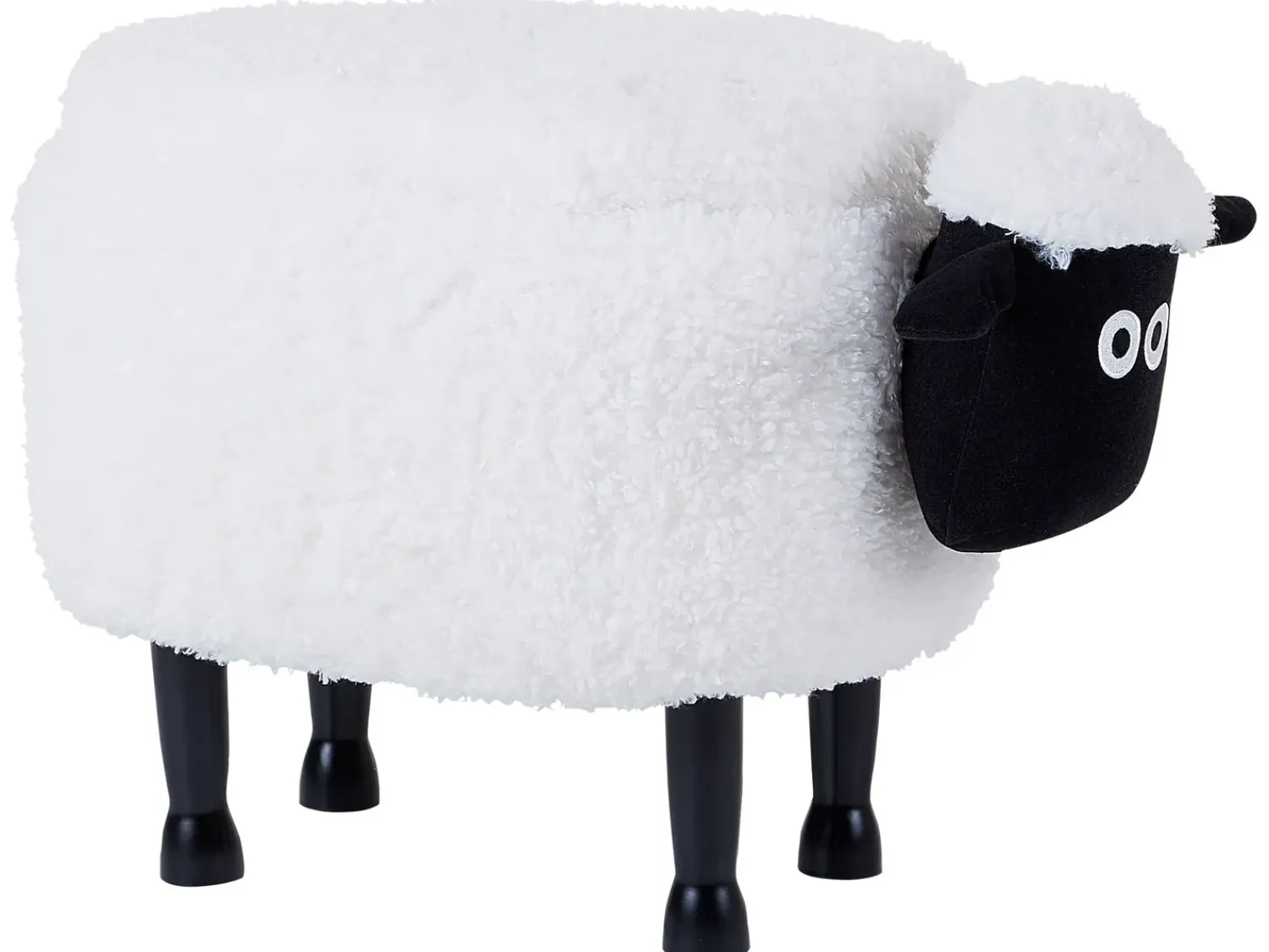 Outlet Beliani Pouf animaletto contenitore SHEEP Tessuto Bianco Pecora Bianco Marrone Nero
