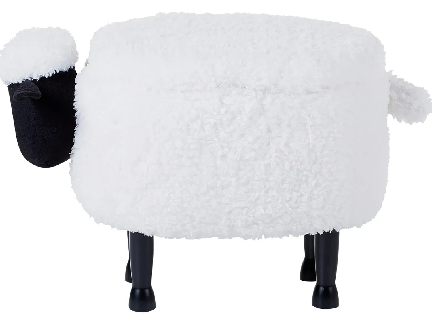 Outlet Beliani Pouf animaletto contenitore SHEEP Tessuto Bianco Pecora Bianco Marrone Nero
