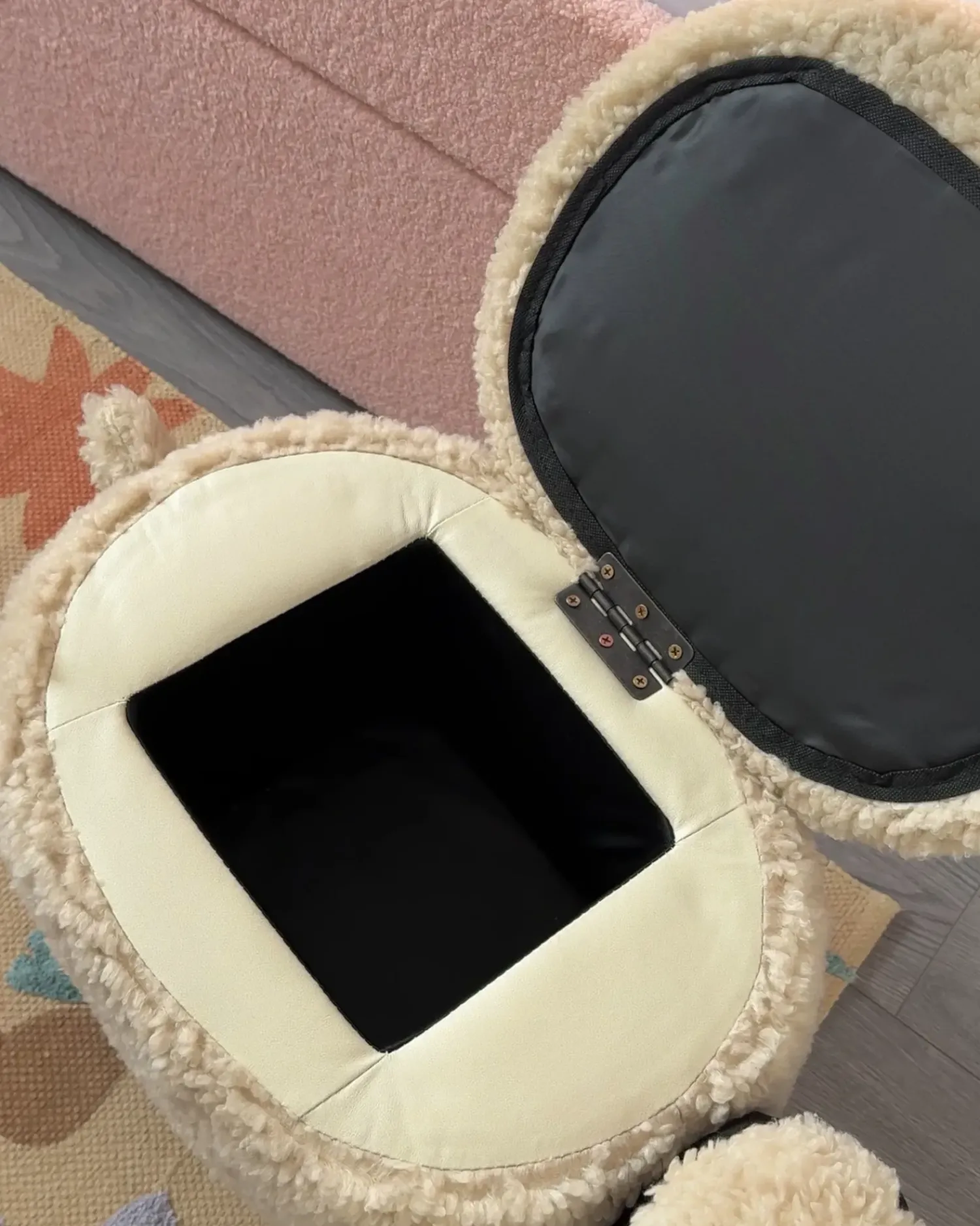 New Beliani Pouf animaletto contenitore SHEEP Tessuto Beige chiaro Pecora Beige Marrone Nero