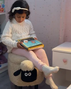 New Beliani Pouf animaletto contenitore SHEEP Tessuto Beige chiaro Pecora Beige Marrone Nero